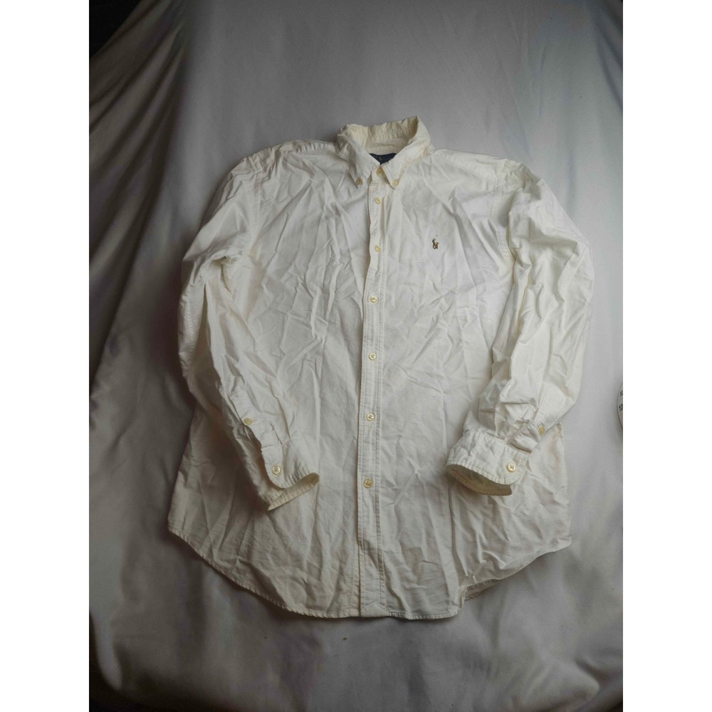 Ralph Lauren Boys White Cotton Oxford Button Down Shirt Size 20 Pony Logo